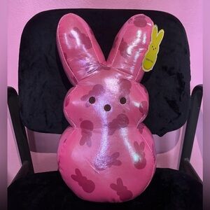 15" Peeps Iridescent Pink Bunny Plush Pillow Pink Sheen Metallic Rare LE NWT